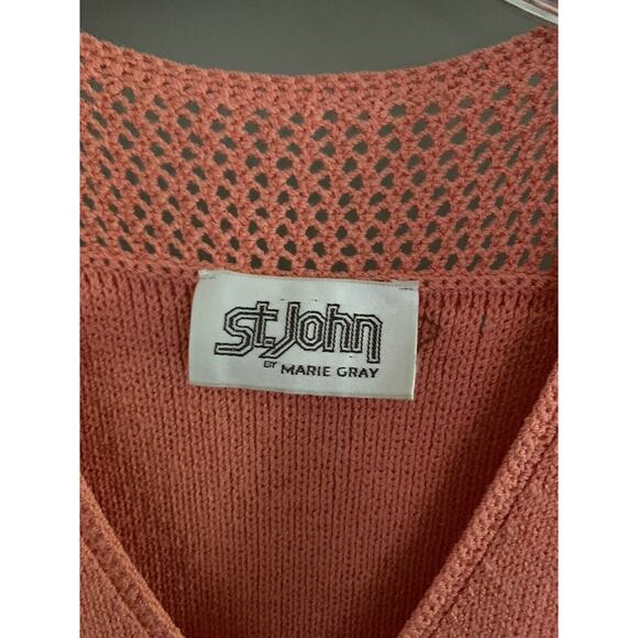 St. John Vintage Santana Coral Knit Belted Short Sleeve Sweater Dress Green Sz S - Picture 5 of 13